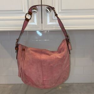 COACH Bag Purse Handbag Soho Y2K Vintage Legacy Suede Leather Pink Hobo Shoulder